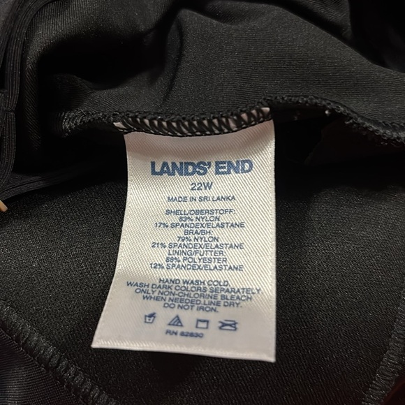 Land’s End Charcoal V-neck Embroidered Crisscross One Piece Swim Suit - Picture 7 of 7